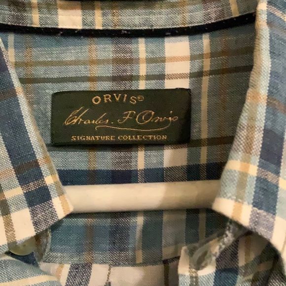 Vintage Orvis 100% Linen Shirt Extra Large - Picture 1 of 9